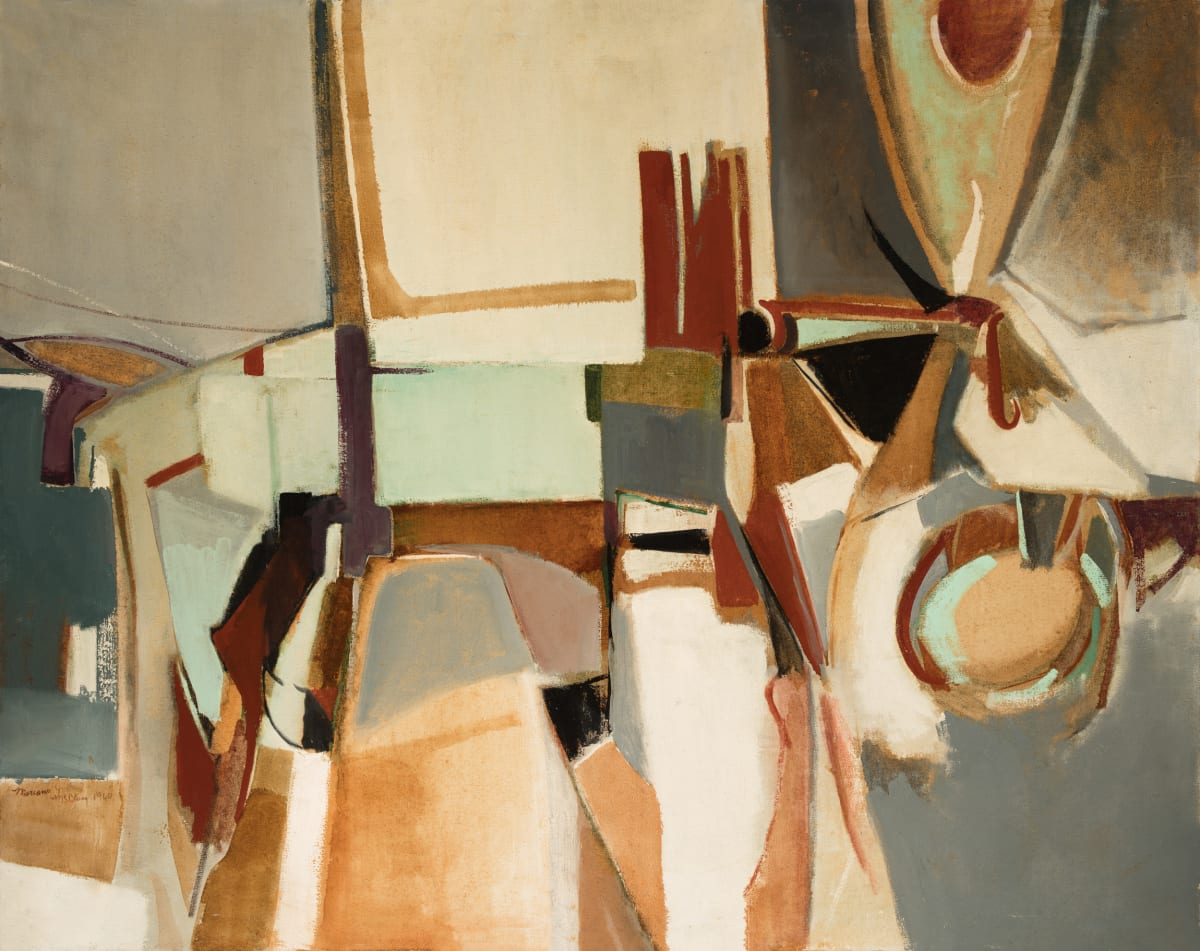 Brown and Blue Abstract by Miriam McClung, Image 1.