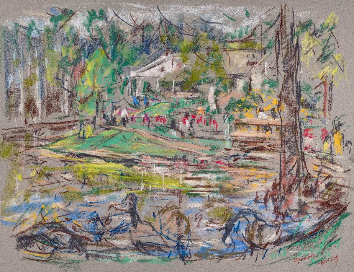 Geese at the Lake by Aldridge Gardens 2 by Miriam McClung 