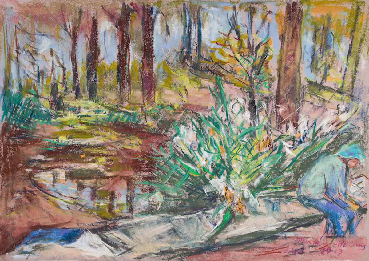 Figure on the Bank at Aldridge Gardens by Miriam McClung, Image 1.
