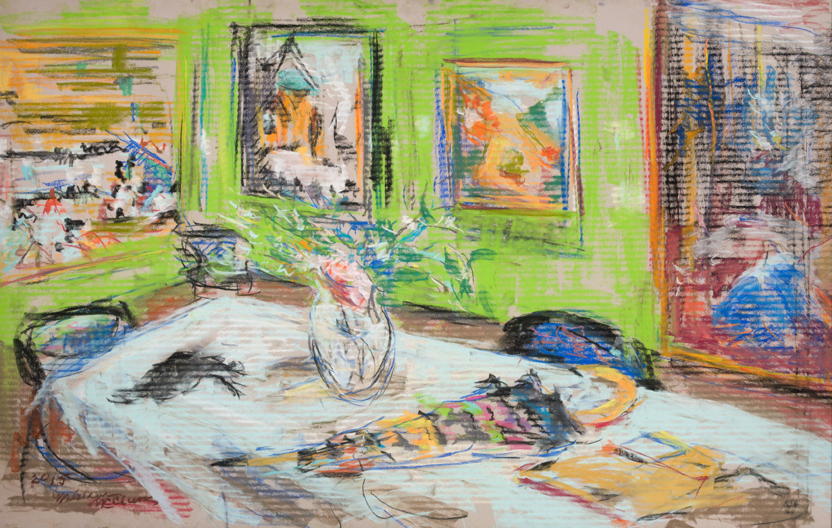 The Umbrella and Flowers at the Gallery by Miriam McClung 