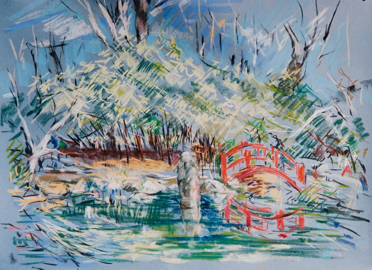 Red Bridge at the Japanese Gardens by Miriam McClung, Image 1.