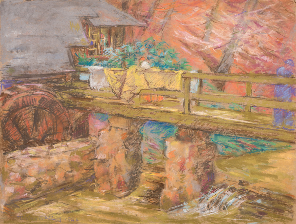 Woman Drying Clothes at the Old Mill by Miriam McClung 