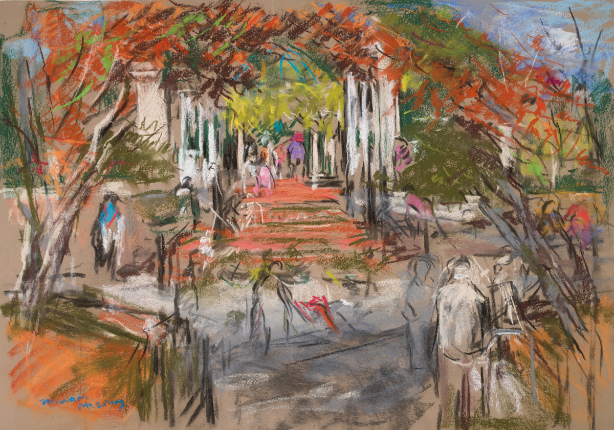 Looking Toward the Rose Garden at the Birmingham Botanical Gardens by Miriam McClung 