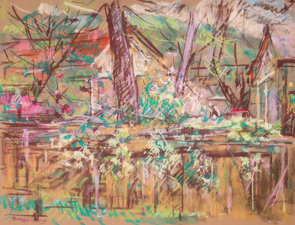 Backyard Fence and Flowers by Miriam McClung 