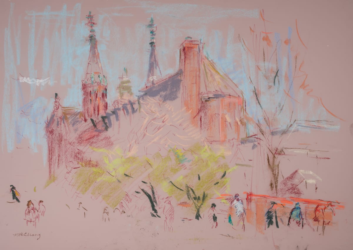 View of St. Paul's Cathedral and Street Scene, Birmingham, Alabama by Miriam McClung, Image 1.