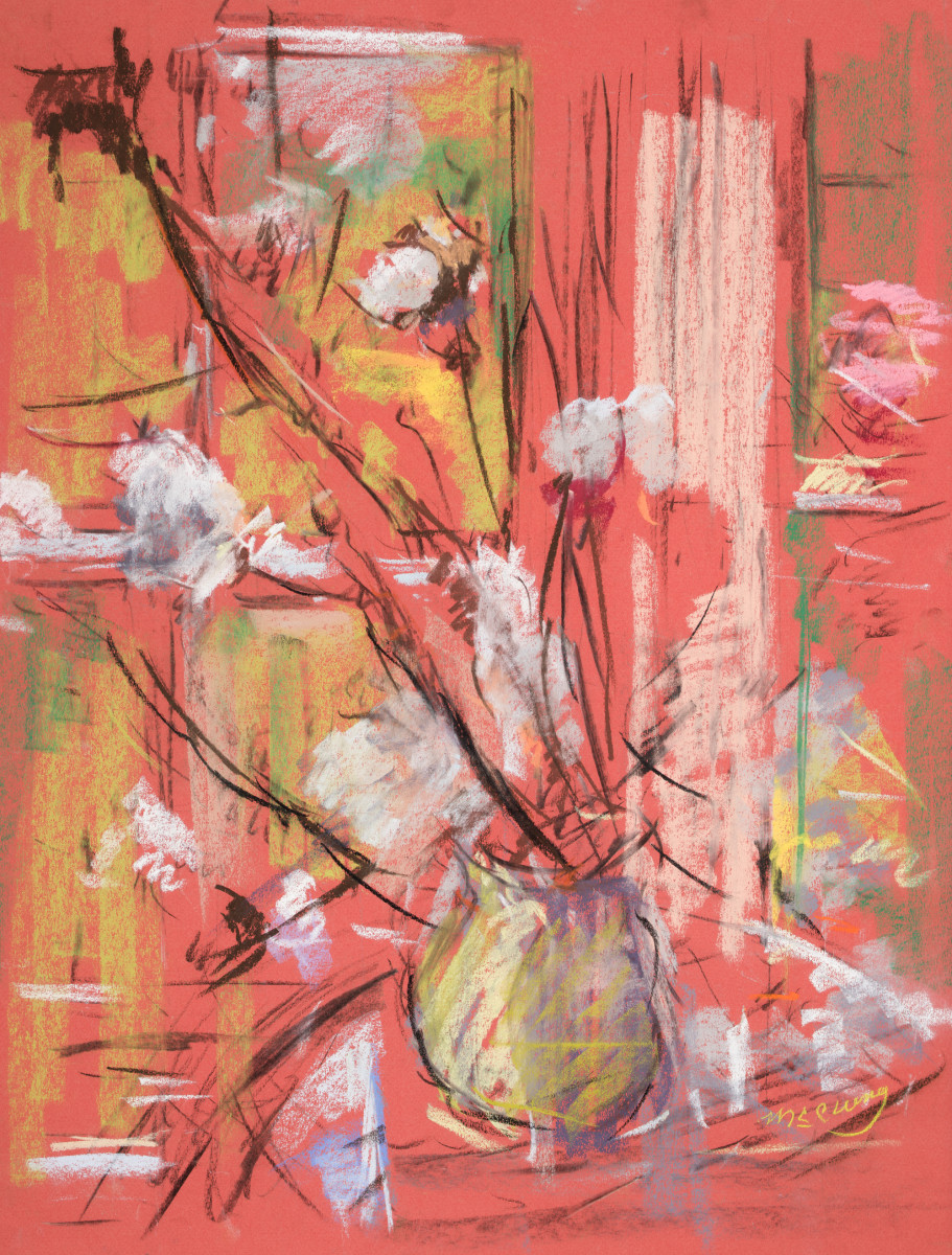 Vase with Cotton by Miriam McClung 