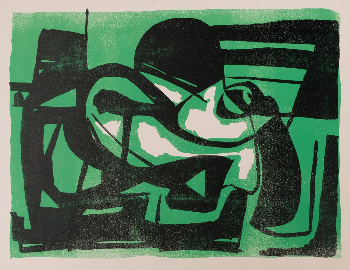 Green Black White Abstract 1/3 by Miriam McClung, Image 1.