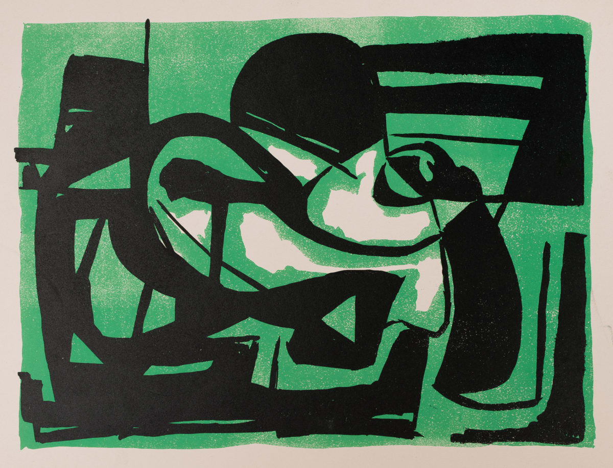 Green Black White Abstract 2/3 by Miriam McClung, Image 1.
