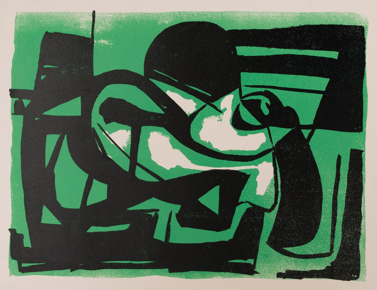 Green Black White Abstract 3/3 by Miriam McClung, Image 1.