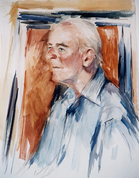 Elderly Man in the Blue Shirt by Miriam McClung 