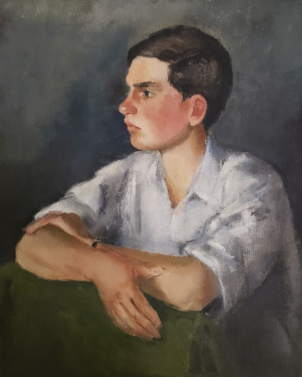 Boy in the White Collar Shirt by Miriam McClung  Image: "Boy in the White Collar Shirt" by Miriam McClung, 1963. Oil on linen.