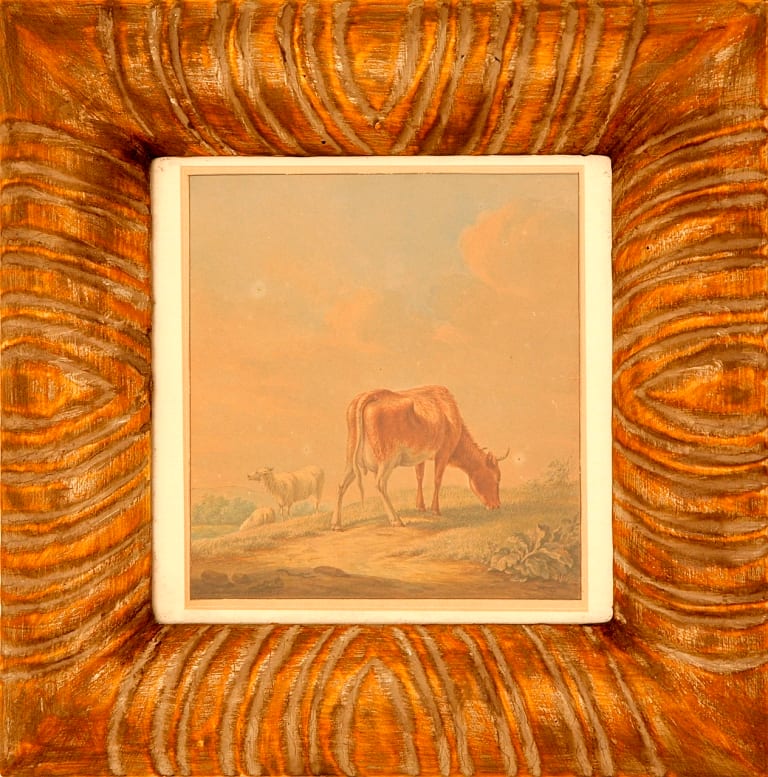 Cows by Johannes van Cuylenburg  Image: Koien - Johannes van Cuylenburg 1793-1841.
Signed and dated 1824.
The handcarved frame was made in Florence.