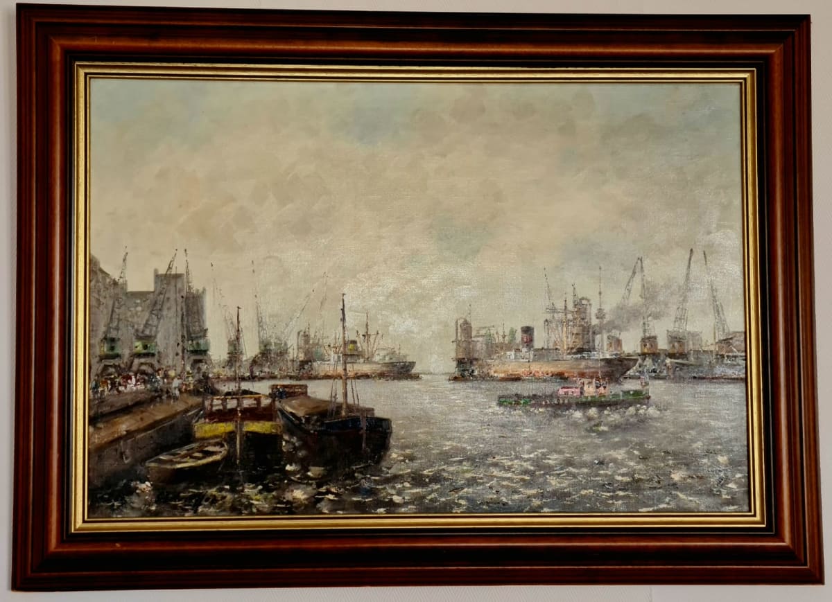 Rotterdam Harbor by Siem Schaeffer  Image: Rotterdam Harbor - Siem Schaeffer (1924 - 2005), signed