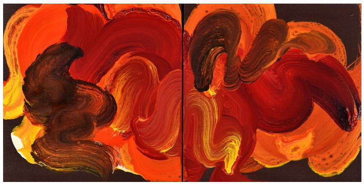 Flamingo Dance (Diptych) by Yeachin Tsai 