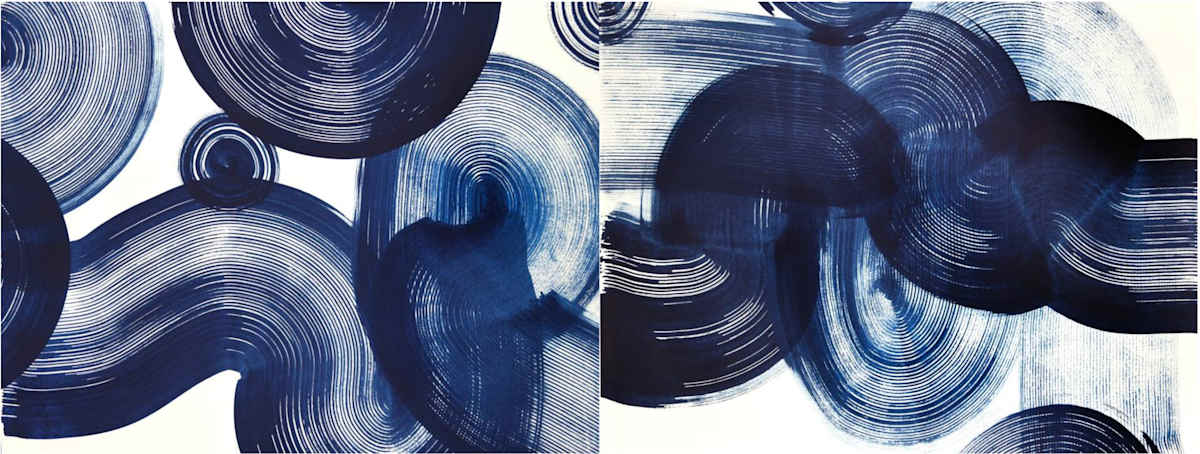 Blue River Song (Diptych) by Yeachin Tsai 