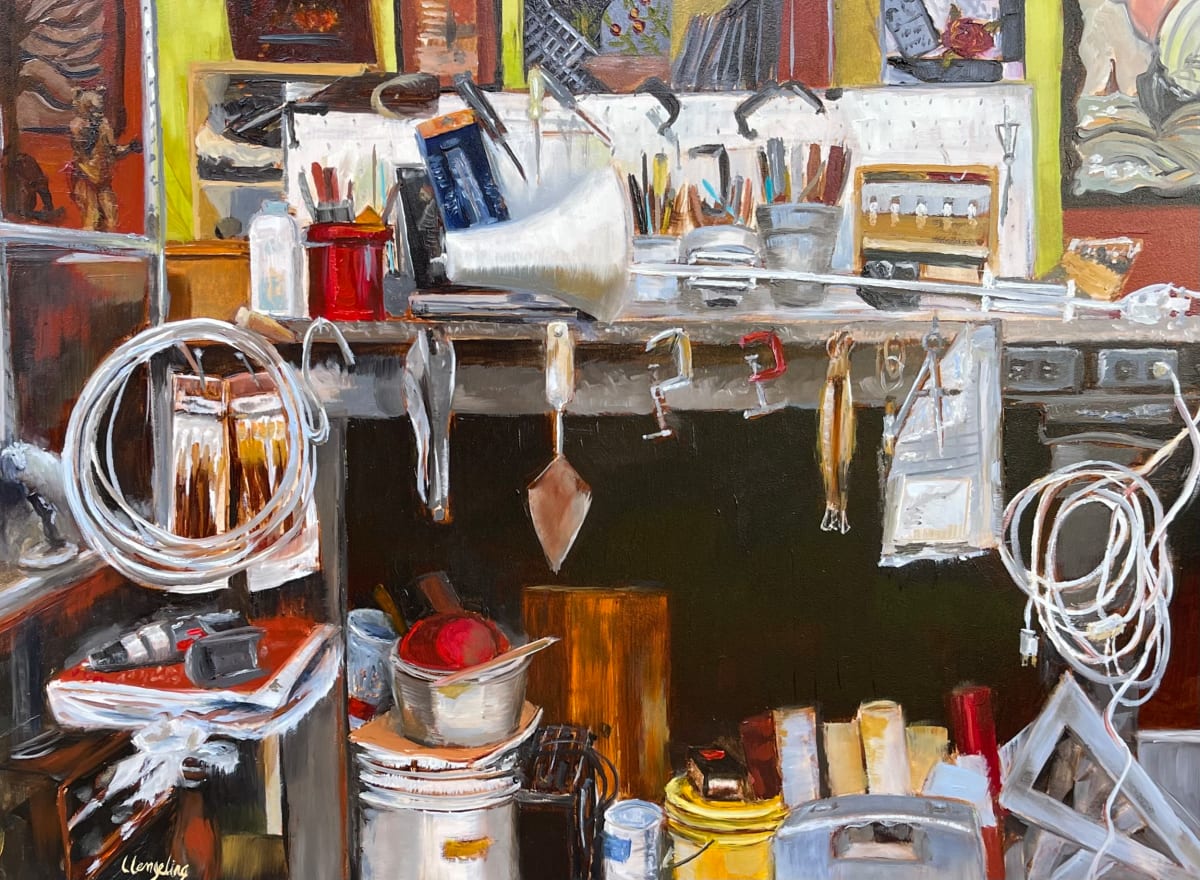 Portrait of an Artist:Herman Deaton’s Studio by Laura Lengeling  Image: An artists studio is a portrait through the arrangement of tools and the selection of objects. 