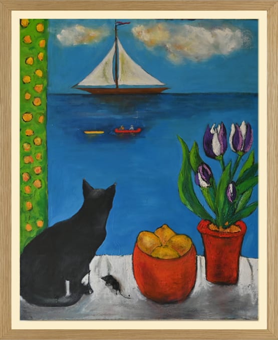 Nature Morte № 12: Cat and Mouse by the Window by Karl Lund 