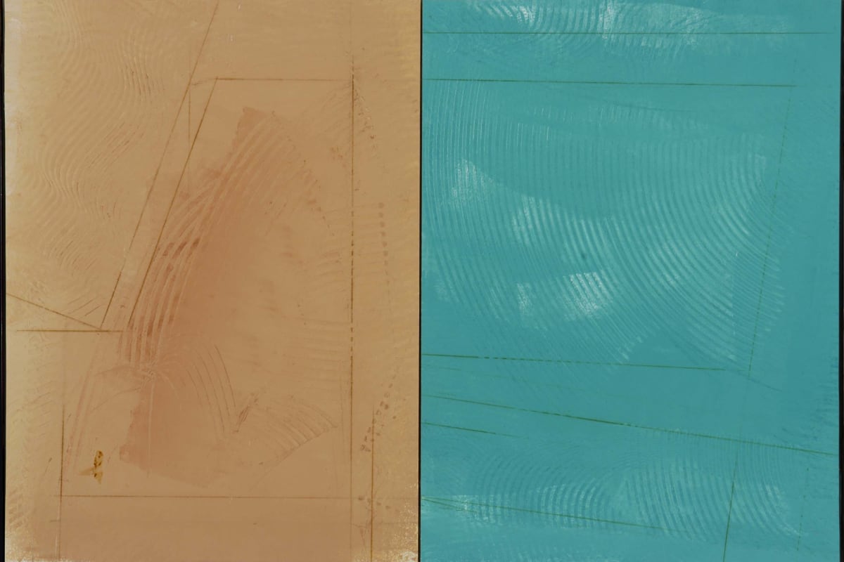Two notes from a quarry: pink/turquoise 2000 by Vincent Castagnacci 