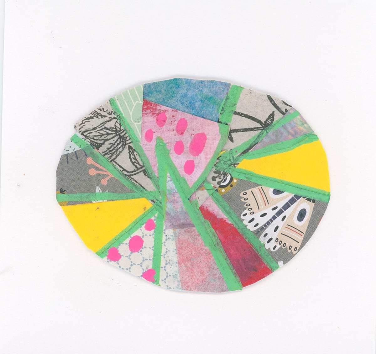 Color Wheel, #3 by Amanda Petrozzini  Image: Hand-cut original mixed media collage, 4 by 4 inches on watercolor paper. 