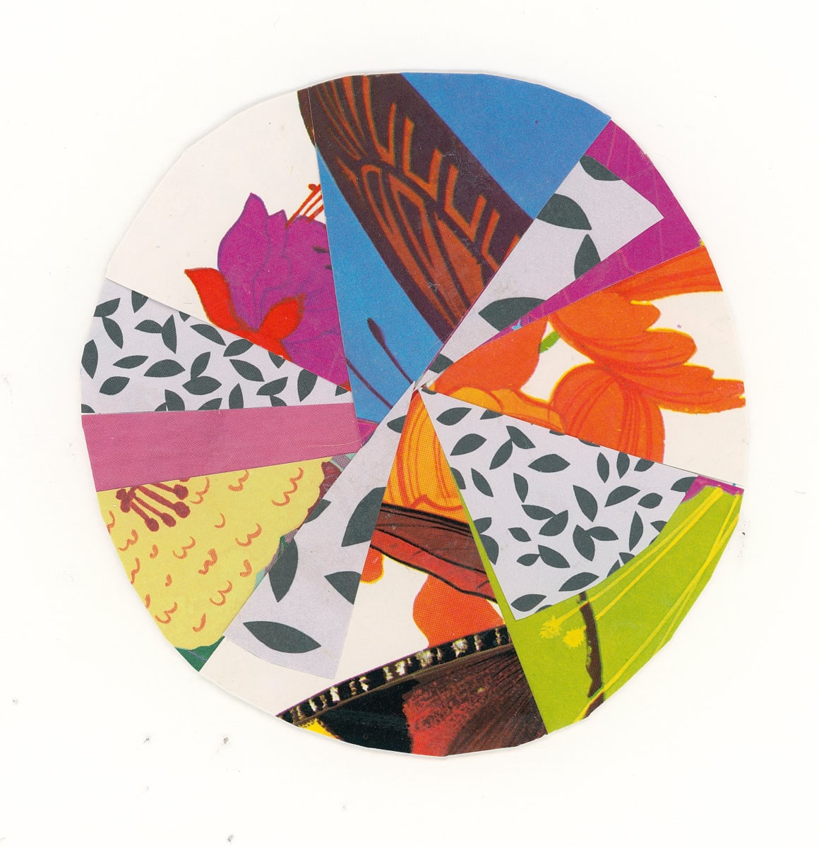 Color Wheel, #2 by Amanda Petrozzini  Image: Hand-cut original mixed media collage, 4x4", on watercolor paper.