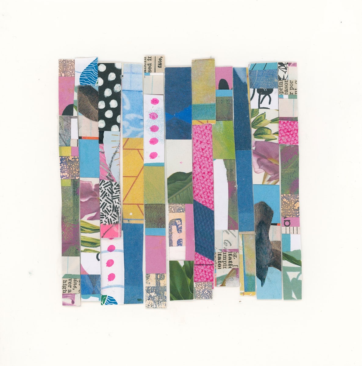 Beauty in Small Things by Amanda Petrozzini  Image: Mixed media collage on watercolor paper made with found and recycled papers, paint, and Posca pens.