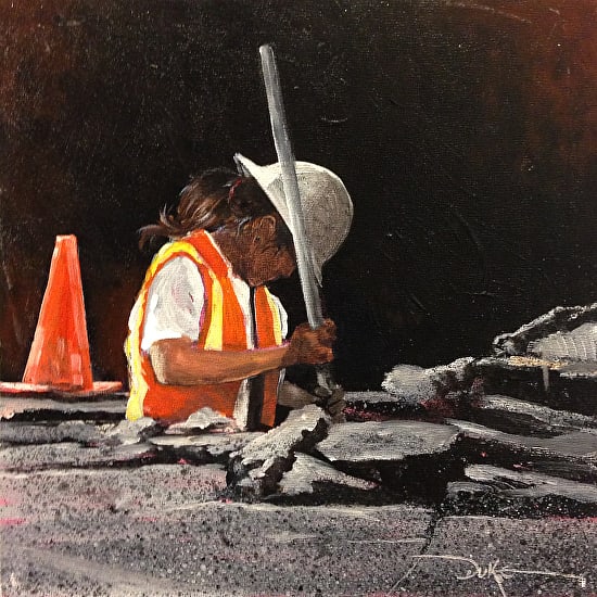 Concentration by Duke Windsor  Image: SDG&E worker in the trenches laying new pipe.  Sometimes there is a delay due to large rocks needing to be dislodged. 