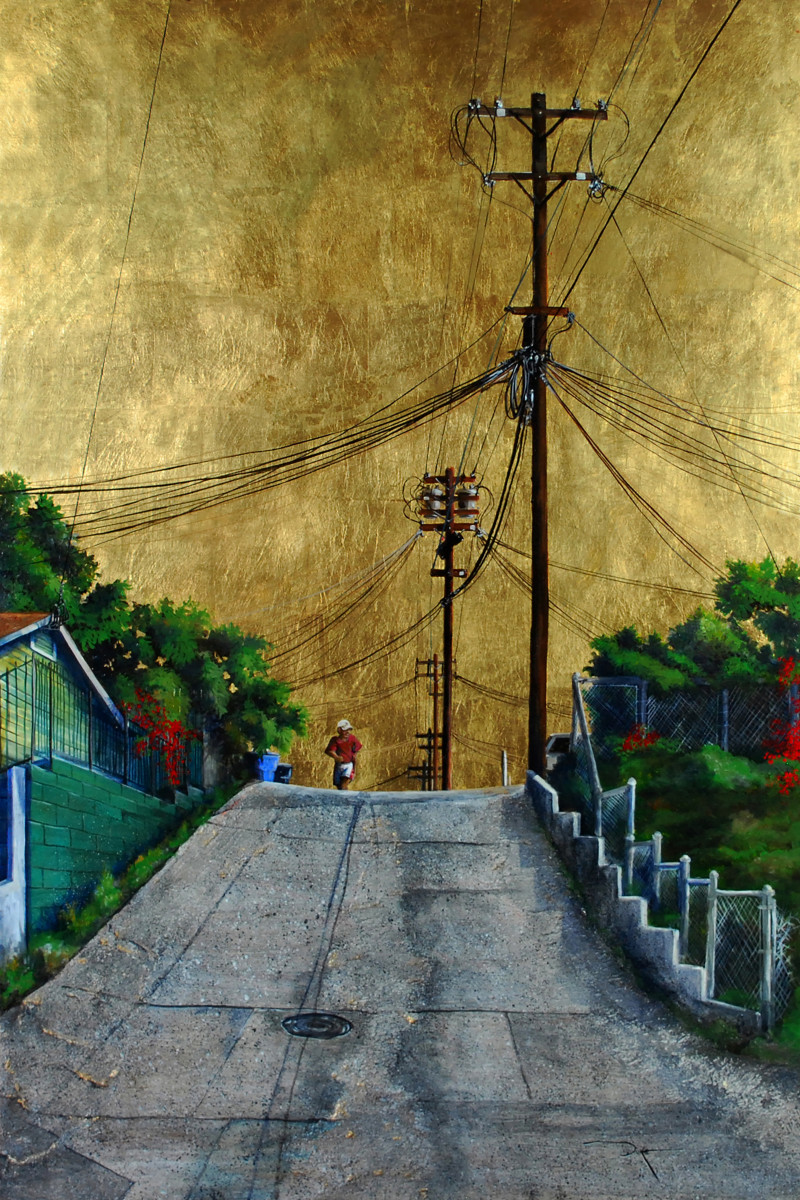 Another Golden Mile by Duke Windsor  Image: Alleys of North Park Series.   Initially Another Mile Under a Golden Sky 2008 pre- gilding.
