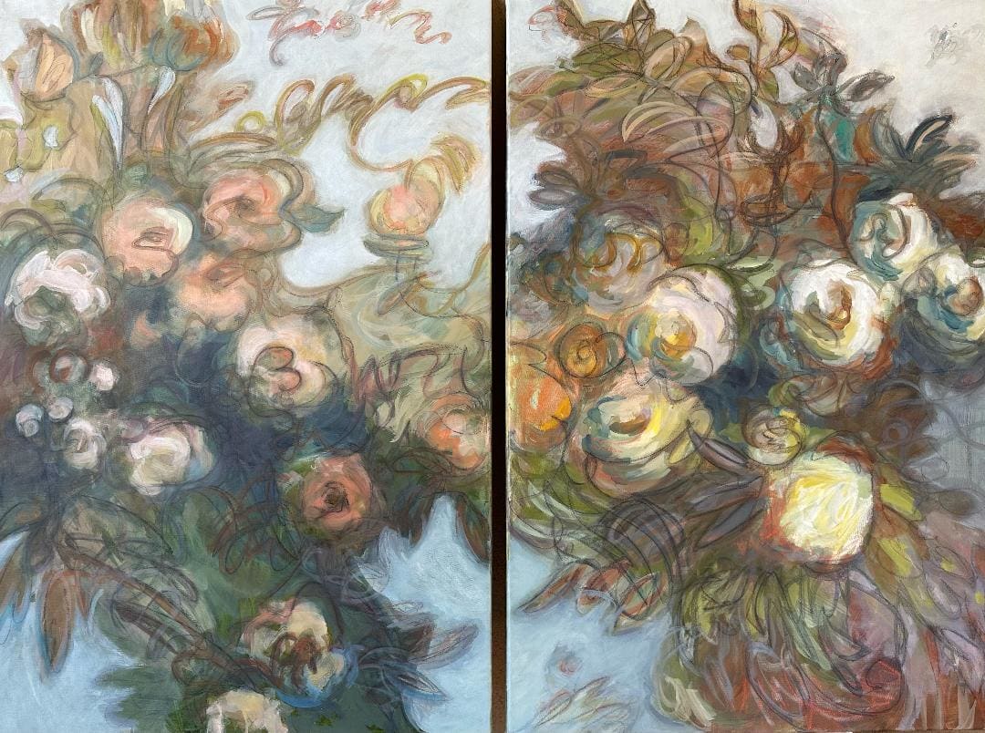 Florialis #209 by Sierra Dante  Image: Florialis #209, oil on canvas,  (diptych) (2) h36 x w24"