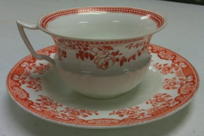 White and Orange Cup and Saucer by Wedgewood 