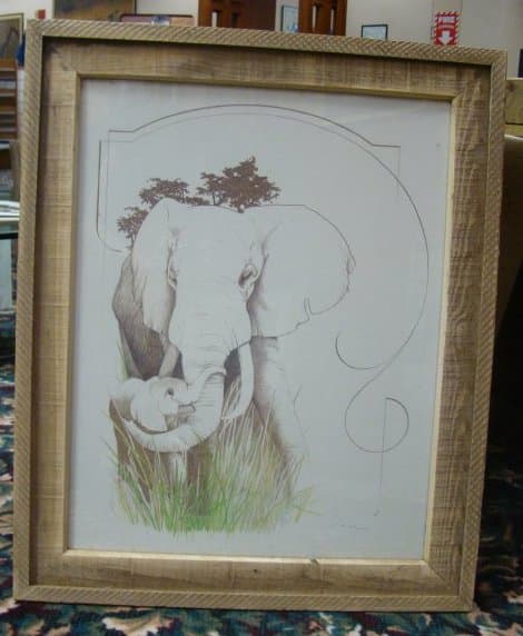 Unknown title (Mother and baby elephant) by Tara () 