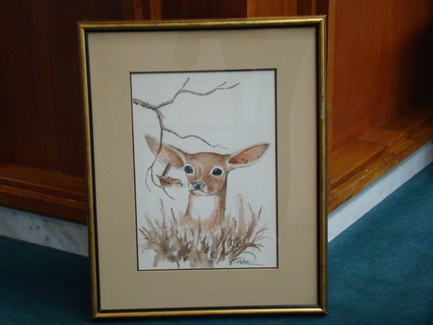 Doe Staring at Bird on Branch by Cecil Neal 