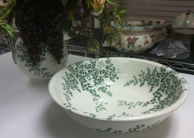 Water Jug and Wash Bowl with Maiden Hair Fern Pattern by Ridgeways 