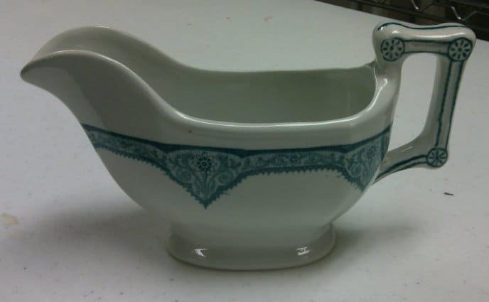 Teal and White Gravy Boat 