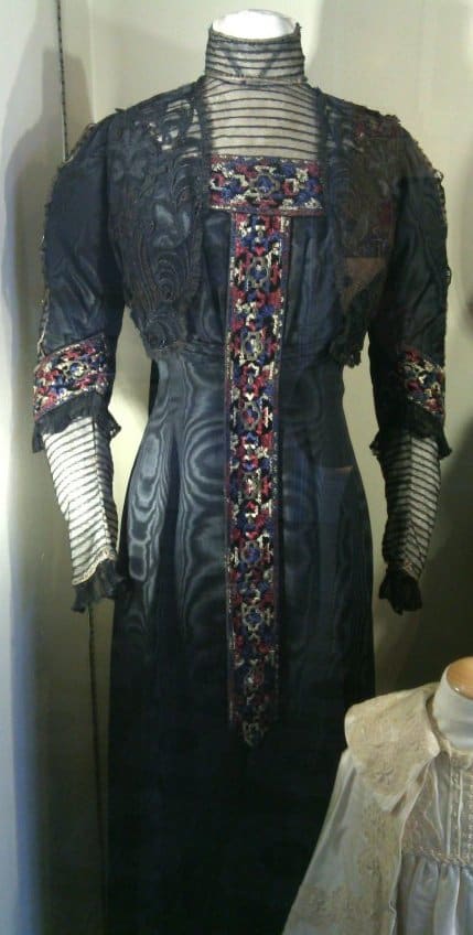 Black Moire Silk Edwardian Evening Dress 