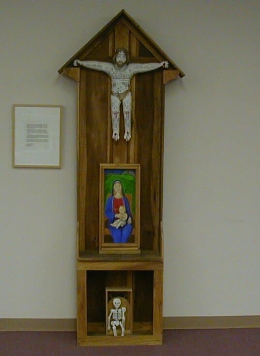 Untitled (Crucifixion), with framed commentary by Unknown 