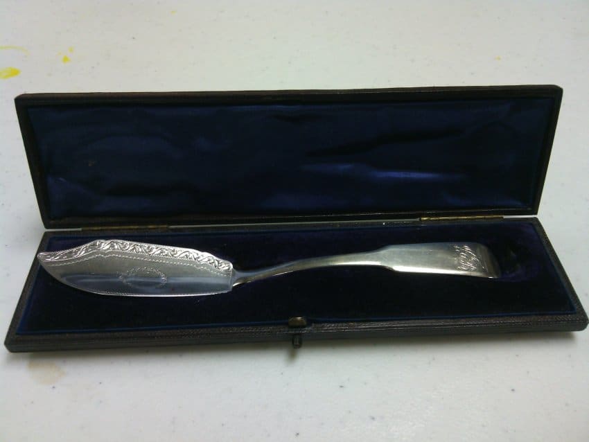 Butter Knife with Leather Box by Maker Unknown 