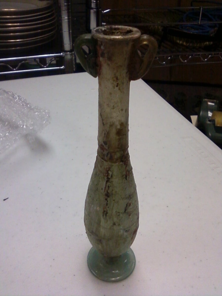 Roman Glass Sculptured Detail Vase by Unknown 