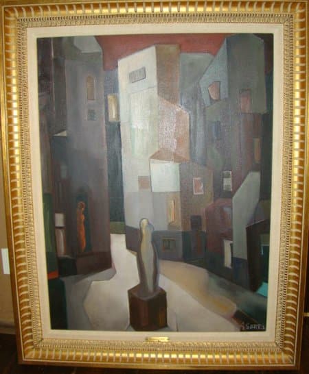 Statue with Buildings by Gustave Sorel 