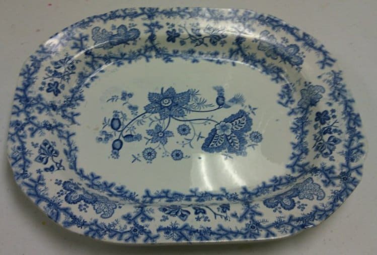 Blue and White Medium Platter with Floral Design by Maker Unknown 