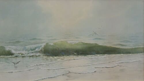 New England Gulls and Boat by Cecil Neal 