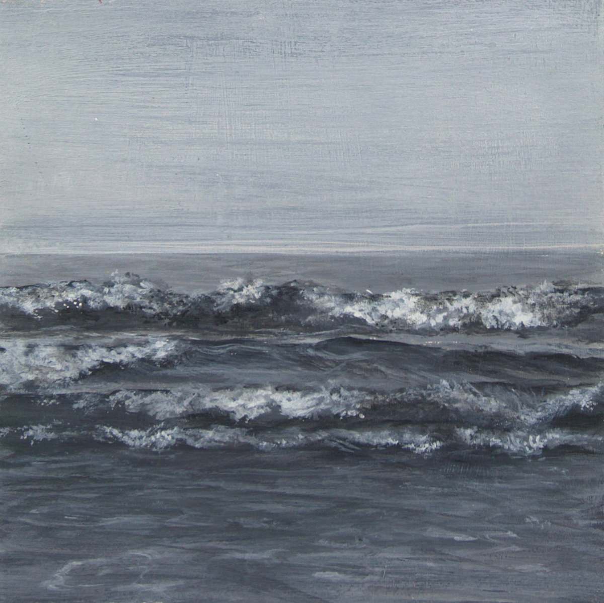 Wave study in black and white by Sarah Jaynes  Image: Wave study in black and white
acrylic on wood
5x5 
Sarah Jaynes
2019