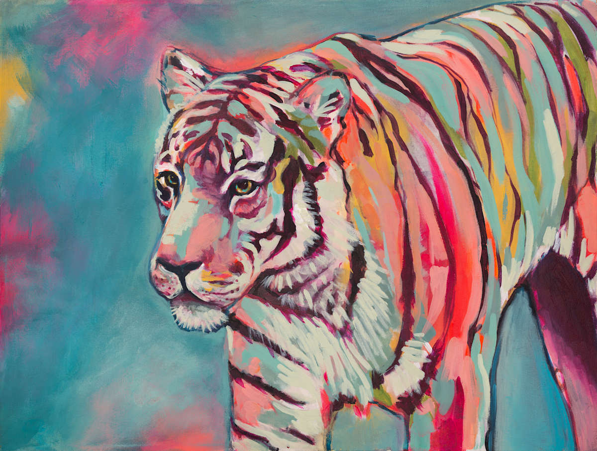 Tiger Queen by Sarah Jaynes  Image: Tiger Queen
Acrylic and Spray paint on canvas
18x24
Sarah Jaynes
2020