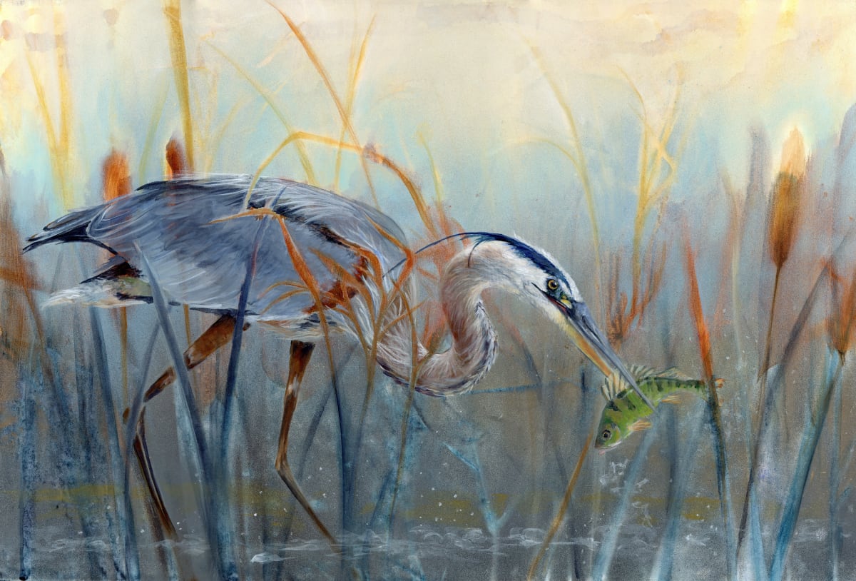 HERON AND PERCH by Sarah Jaynes  Image: HERON AND PERCH
Sarah Jaynes
2022
Acrylic and Spray Paint
24x36 in