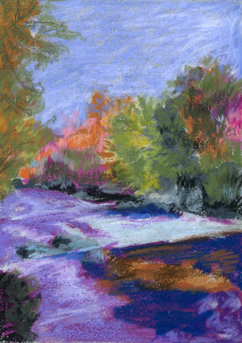 UPPER RAPIDS by Sarah Jaynes  Image: UPPER RAPIDS
Sarah Jaynes
5x7 on 6x9 paper
Acrylic and oil pastel on paper
2023