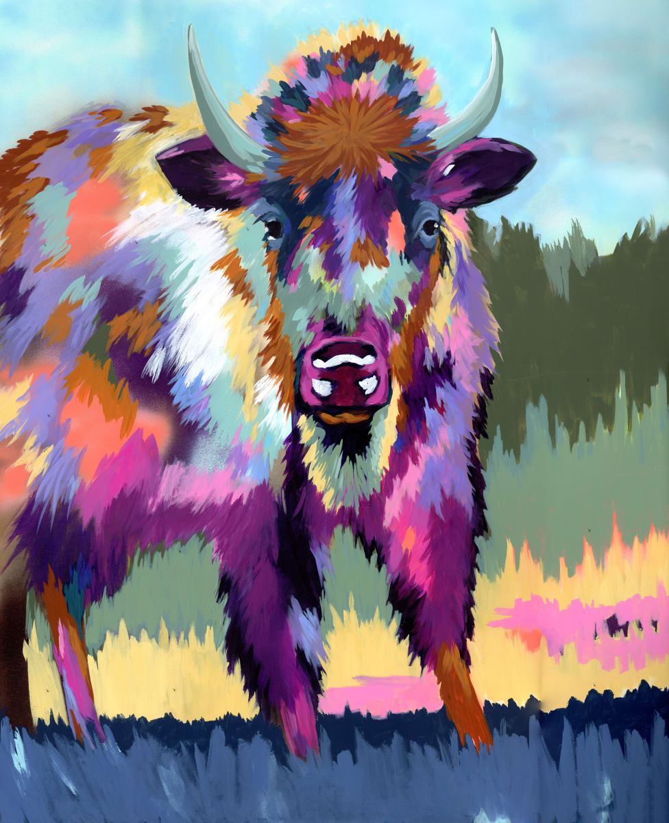Bison V2 by Sarah Jaynes  Image: Bison V2
Acrylic and Spray paint on canvas
40x48x1.5
Sarah Jaynes
2024