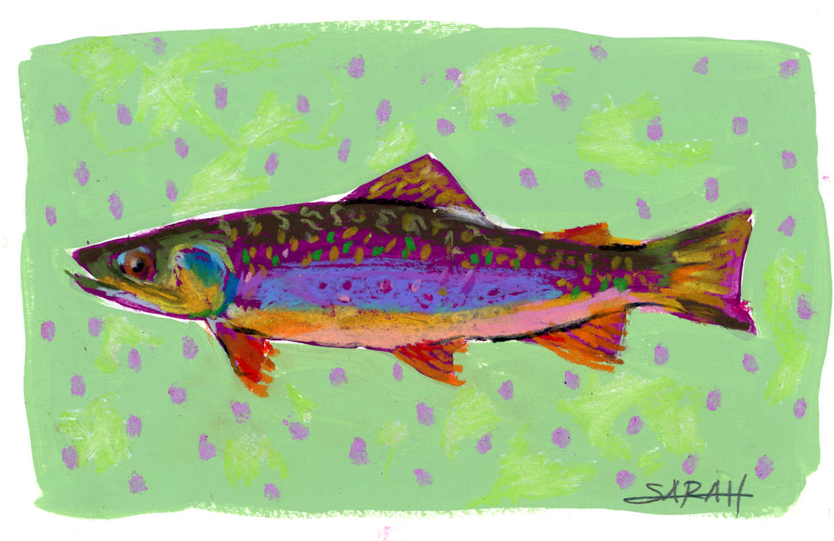 BROOK TROUT STUDY by Sarah Jaynes  Image: BROOK TROUT STUDY
Acrylic and oil pastel on paper
6.5x9.5
Sarah Jaynes
2024
6.5x9.5
Sarah Jaynes
2024
