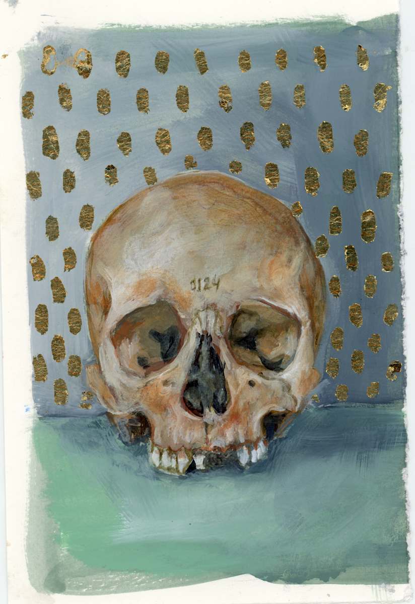 SKULL 1124 by Sarah Jaynes  Image: Skull 1124
Acrylic and gold leaf on paper
9x6
Sarah Jaynes
2024