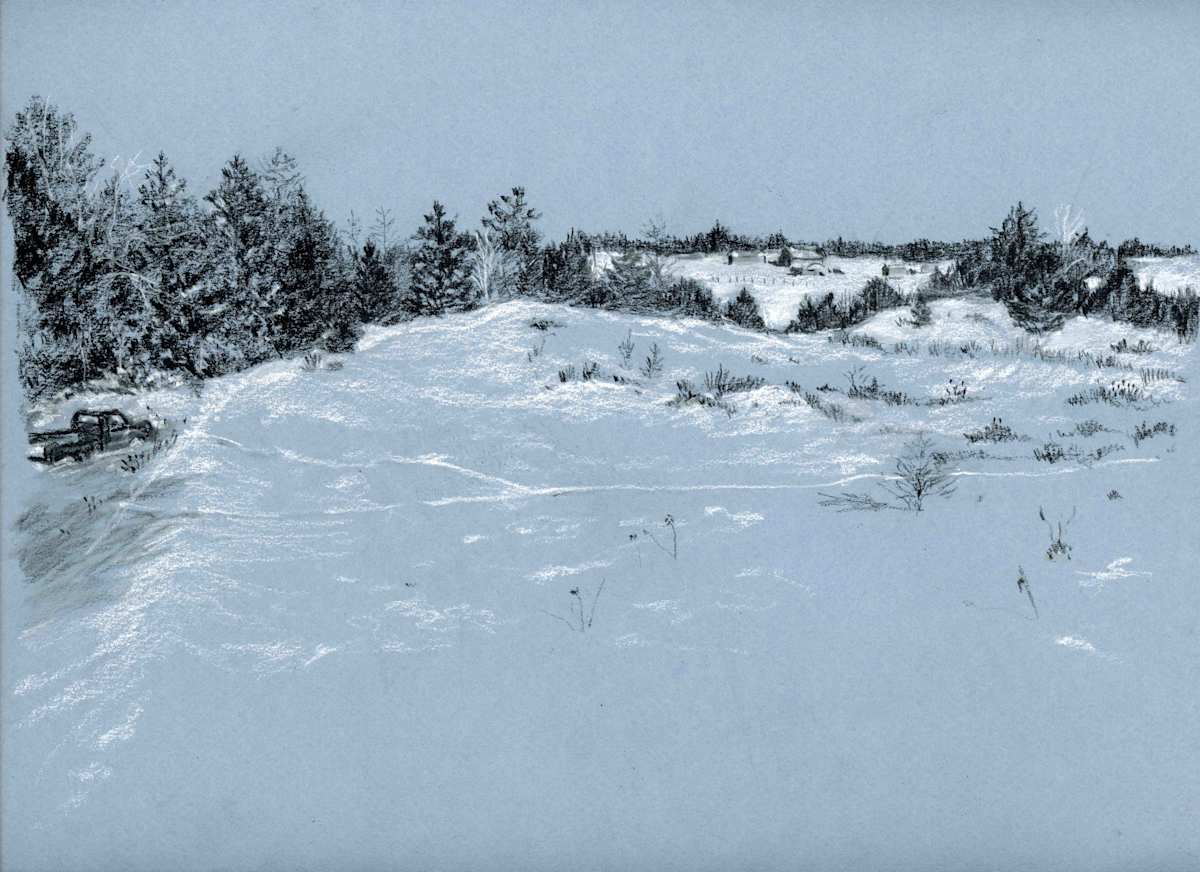 Maple Ridge Run by Sarah Jaynes  Image: Maple Ridge Run
Charcoal and chalk on toned paper
9x12
Sarah Jaynes
2025