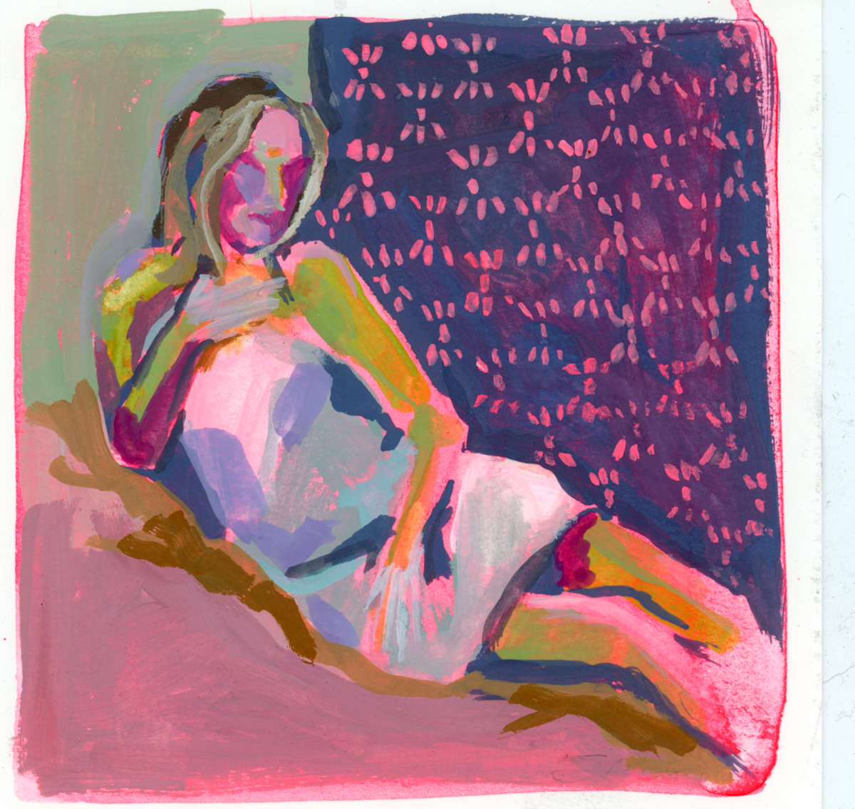 Pink Moon (sketch) by Sarah Jaynes  Image: Pink Moon
Gouache and Molotow marker on Canson paper
5x5
Sarah Jaynes
2025