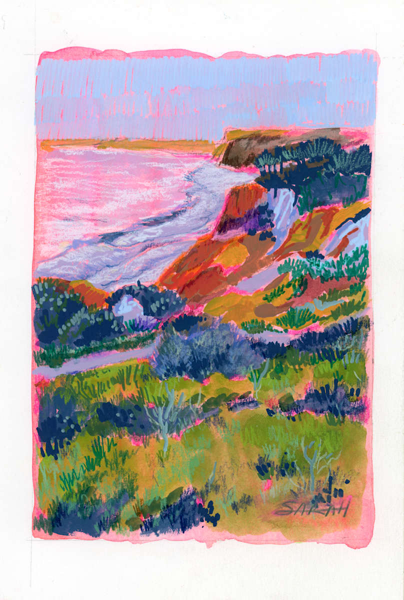 Marky Mark does Portugal by Sarah Jaynes  Image: Marky Mark does Portugal
Gouache, Molotow marker and pencil crayon on Canson paper
5x9
Sarah Jaynes
2025